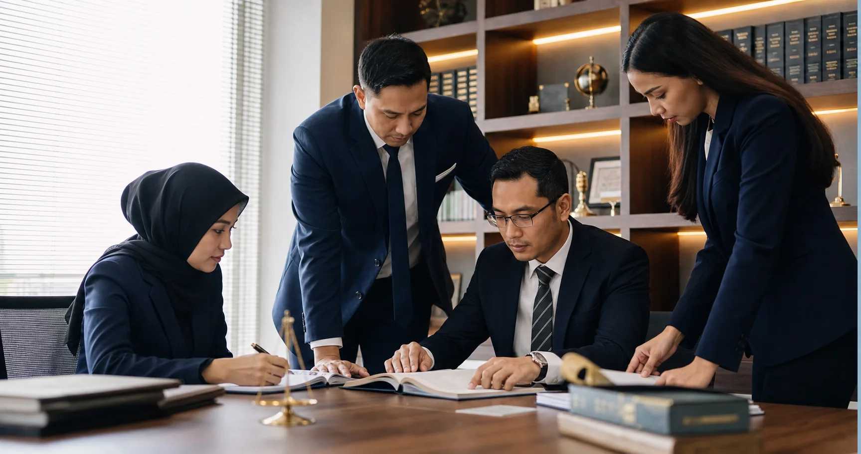 Tim hukum MTA Law Firm berdiskusi menangani kebutuhan klien